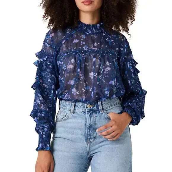 French Connection Anifrida Arica Pleat-Sleeve Top Women’s XS Blouse, Long Sleeve - Picture 9 of 9